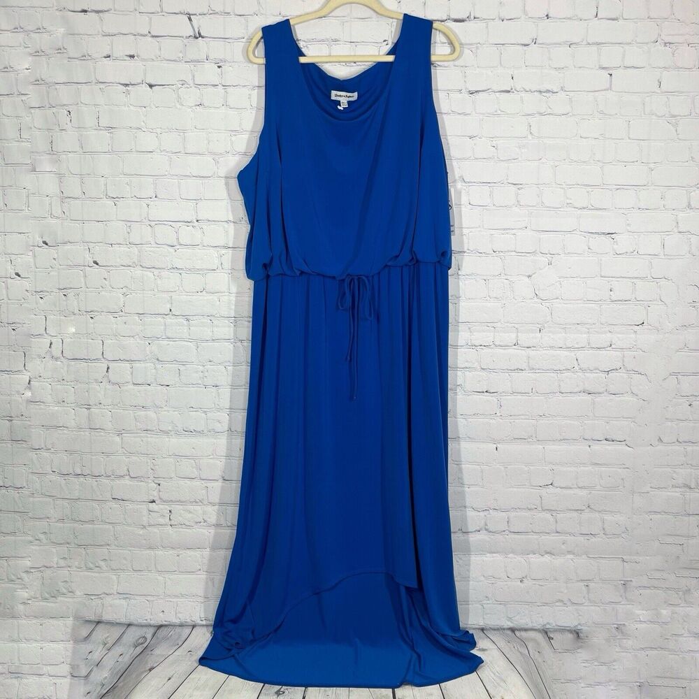 Shelby & Palmer Maxi Dress Womens Plus 24W Royal Blue Hi Low Hem Flowy Stretchy